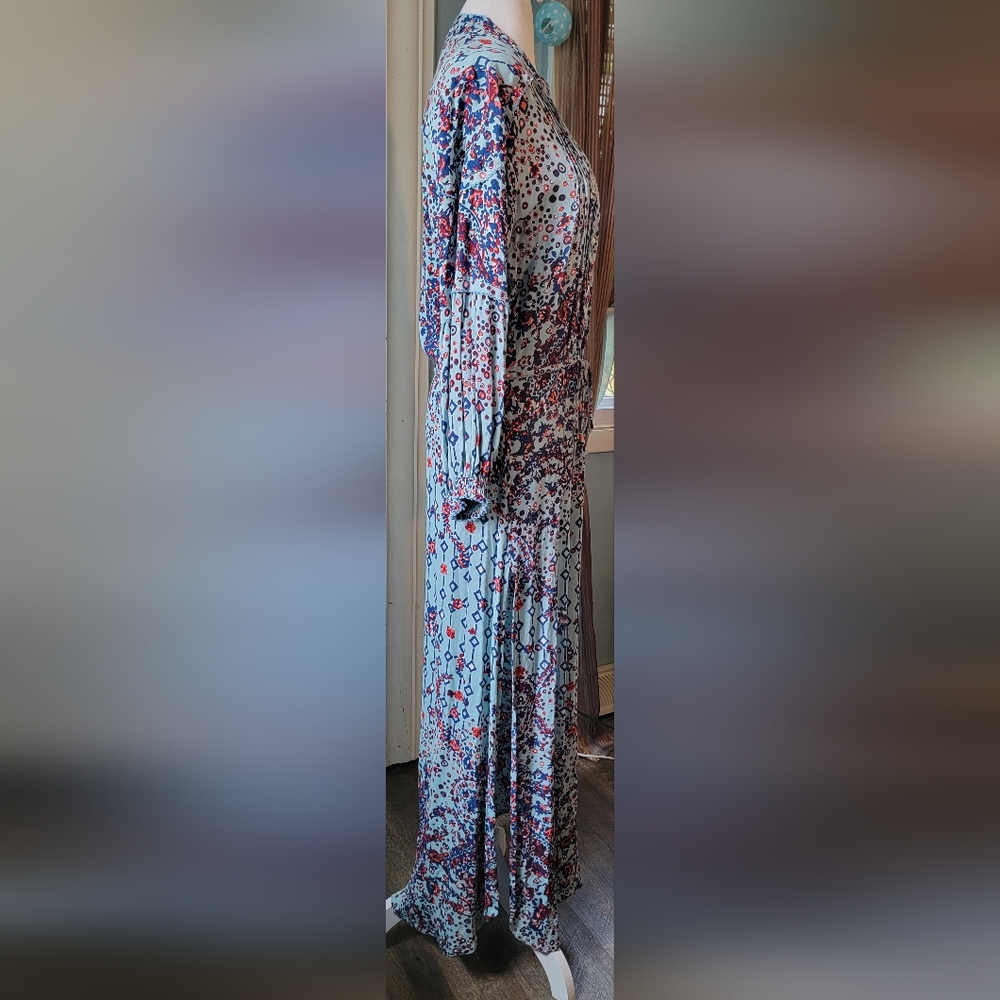 Poupette St. Barth Ilona Maxi Dress Women's M Light Blue Paisley Floral Lightwei - Picture 5 of 16